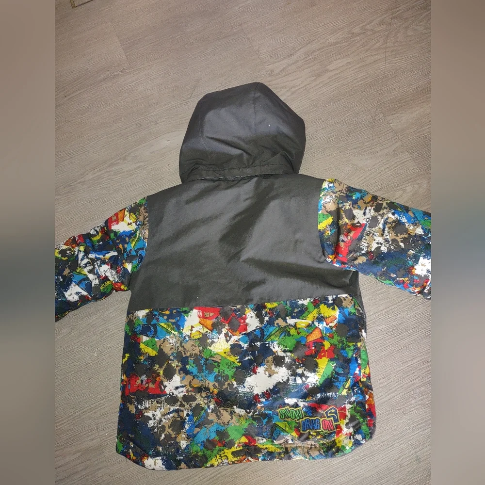 Child Snow Dragon Colorful Coat With Detachable Hood Sz 5 Excellent Condition